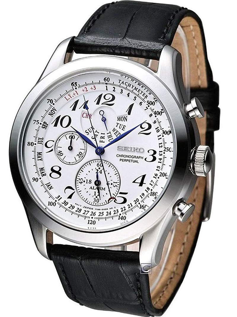 

SEIKO Chronograph Perpetual Calendar Black Leather 10 ATM Water Resistant SPC131P1 Watch [Seiko] Men s [Item]