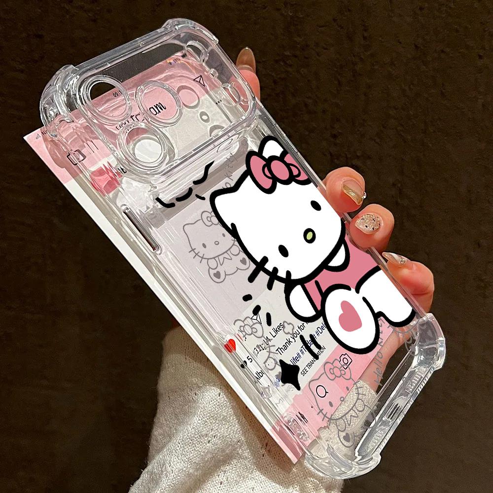 Transparent Hello Kitty Phone Case For Samsung Galaxy S26 Ultra 5G S25 FE Edge S24 S23 S22 Ultra Plus A57 5G Shockproof Cover