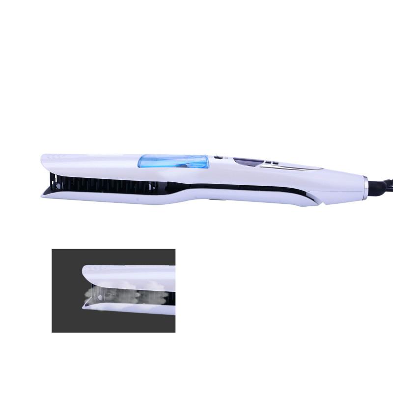 Professional Hair Straightener Brush Wet Dry Fast Ionic Steampod Mist Flat Iron Electric White LCD