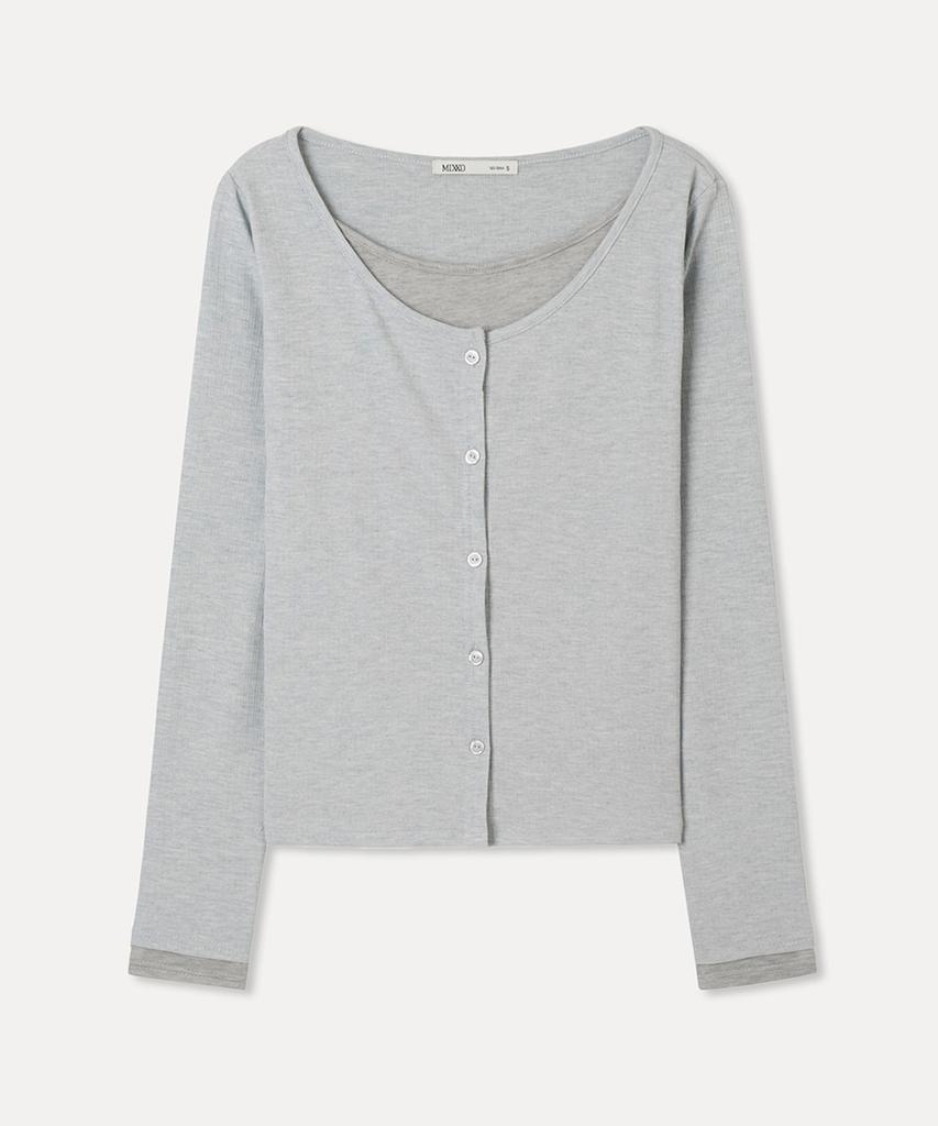 Mixxo Button-Style Layered Long Sleeve T-Shirt_Miwlwg401A Miwhwg57Qa
