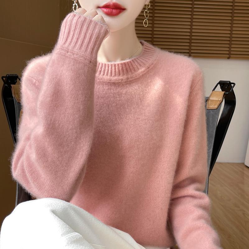 Women's Cashmere Sweater Qinghe Cashmere 30% Cashmere 70% Wool Autumn and Winter Pullover Warm and Fashionable