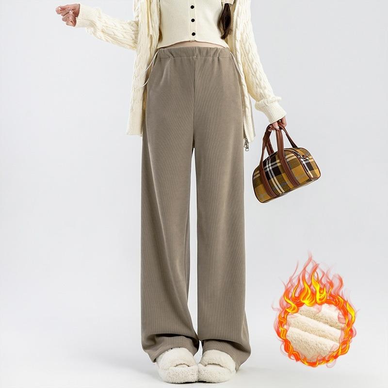 #-3 New maternity wide-leg pants drawstring arctic velvet straight-leg pants loose casual trousers for outer wear