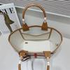 2024 High-End Women's Canvas & Leather Tote: Versatile, Large-Capacity, Handheld or Shoulder Bag