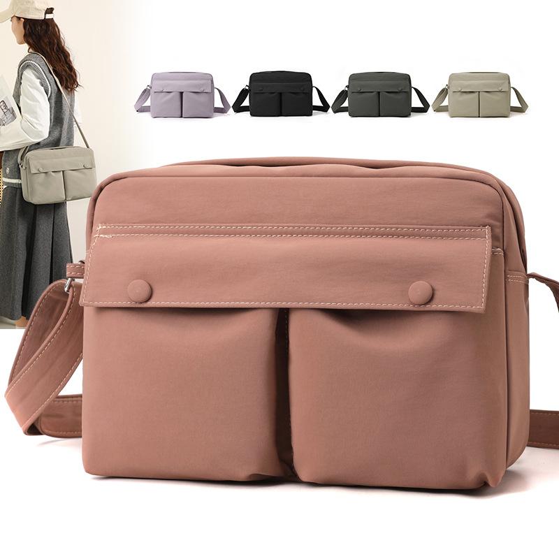 New Waterproof Nylon Cloth Niche Simple Multi-Compartment Printable Logo Bag Women'S Versatile Shoulder Messenger Bag