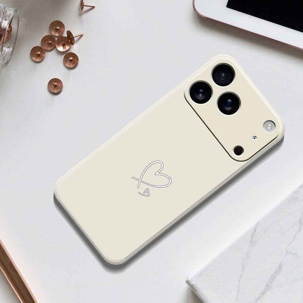 For iPhone 17 Pro Max Case White Love Pattern Printing Straight Edge TPU Phone Back Cover