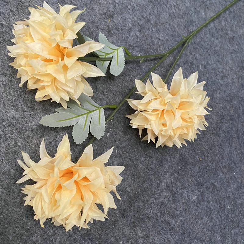 

Букет из 3 хризантем для оформления прохода на свадьбе и украшения дома, подарок Champagne