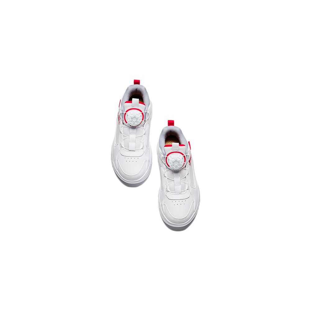 Anta Kids Lifestyle Series Versatile Shock Absorbing High Top Kids Skate Shoes Kids Skate Shoes White Red 312349933-4