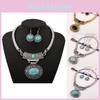Etnisk Stil Simulering Ädelstensprydnad Dam Halsband och Örhänge Set För Män och Kvinnor