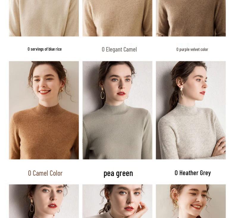 Cashmere Autumn/Winter Half-High Neck Women's Classic Loose Pullover Sweater