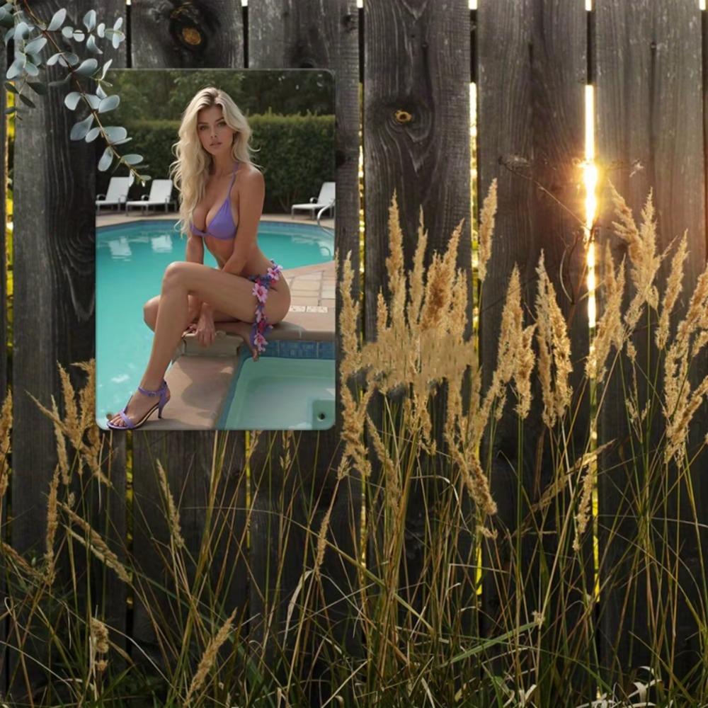 Retro Beach Iron Wall Art Sign Waterproof Metal Poster for Bar Poolside Decor