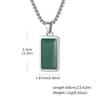 Vnox Edelstahl Grüne Naturstein Halskette für Männer Jungen, Geometrisches Quadrat Anhänger mit Kasten Kette Halsketten Schmuck Geschenk