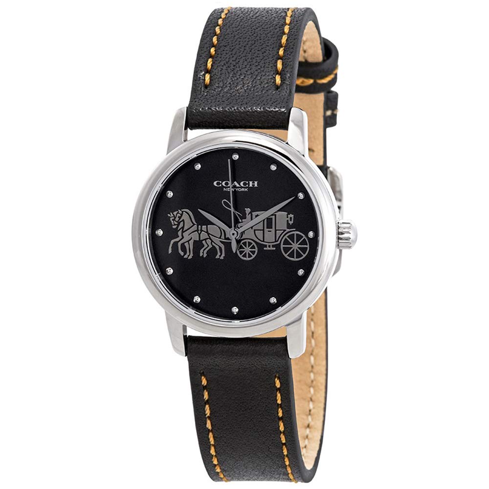 

COACH GRAND Grand Silver Case Black Leather 14502979 Часы [Coach] [Товар]