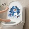Snowman Decorative Stickers Christmas Toilet Stickers 3D Bathroom Wall Decals Creative Party Decor Waterproof PVC Window Seat Holiday Decals