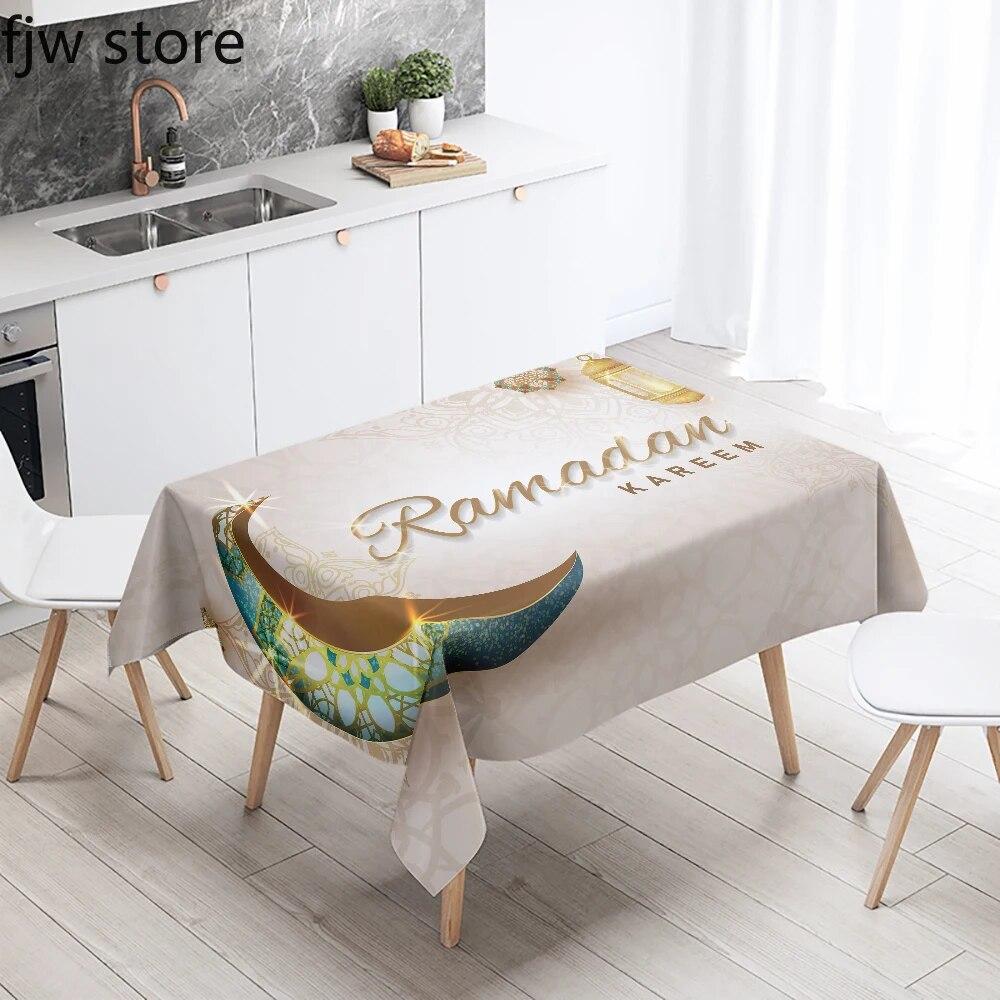 Ramadan Kareem Decorative Tablecloth Islamic Muslim Mosque Ramadan Mubarak Decorative Tablecloth Home Decoration Anti-fouling