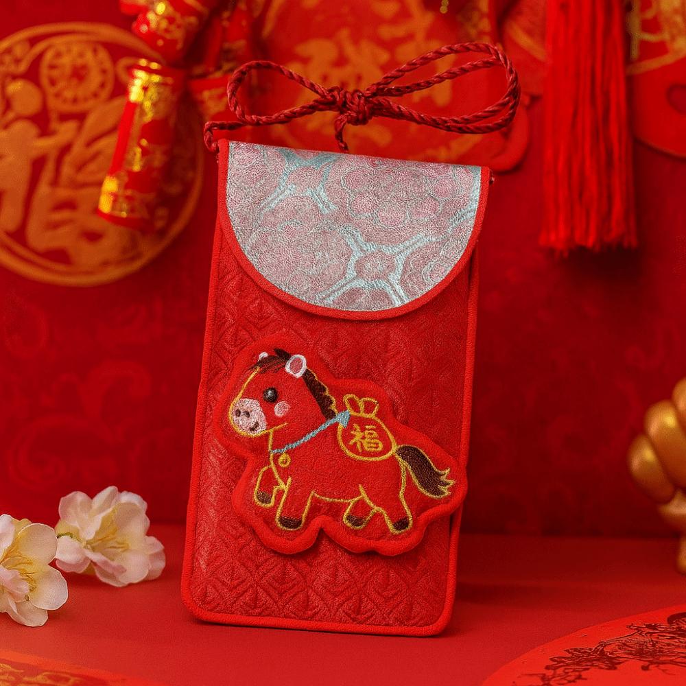 Chinese Style Horse Year Money Envelope Cartoon Creative Lucky Red Pocket Festival Thickened Cloth Red Envelope Chinese New Year