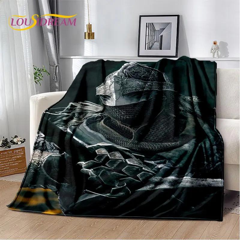 Elden Ring Jeu Joueur Couverture Peluche Douce Imprimée en 3D, Couverture Flanelle Couverture Jetée pour Salon Chambre à Coucher Lit Canapé Couverture Pique-nique
