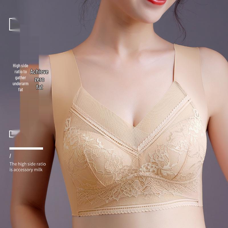 884 Lace Seamless Push-Up Bra for Women - Wirefree, Anti-Sag, Plus Size, Breathable, Thin Vest Design