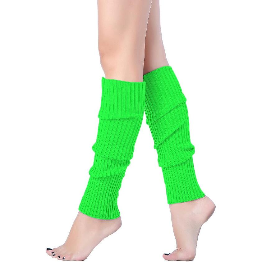 Women Juniors Neon Ribbed Leg Warmers for 80s Eighty's Party Sports Yoga