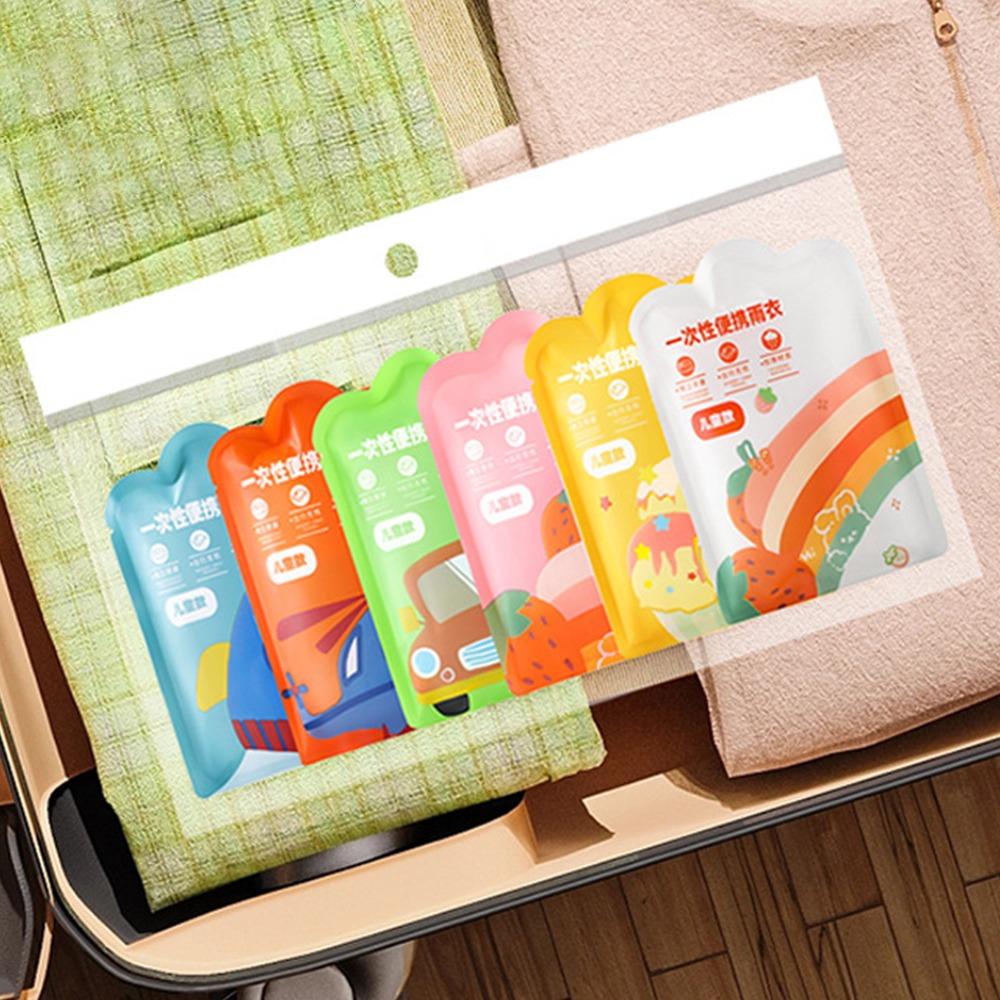 Travel Kids Raincoat Vacuum Compression Reusable Poncho Creative One-Piece Raincoat  Children