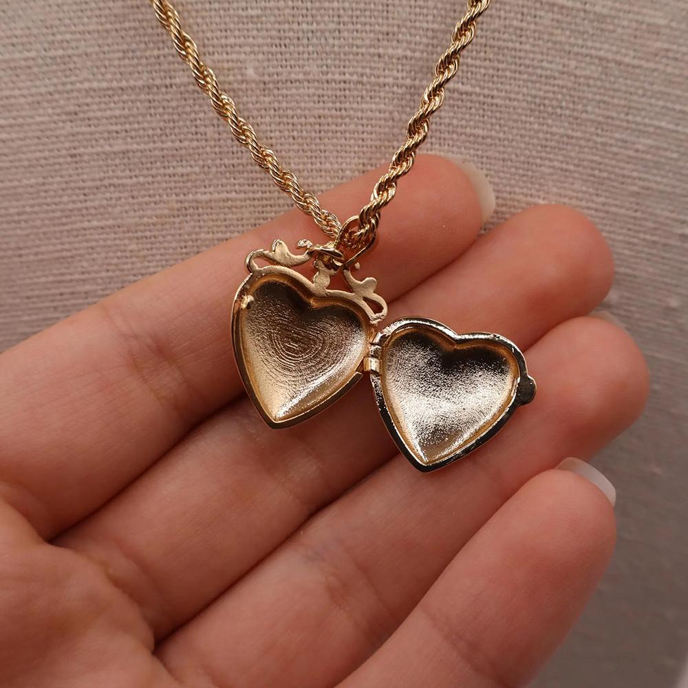 Heart-Shaped Necklace Heart Locket Non-Tarnish Couples Necklaces Lockets Necklace  for Women