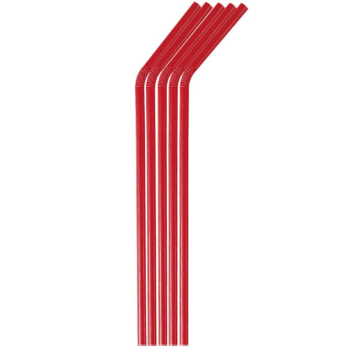 Daikoku Kogyo Flex Straws, 21cm Long X 0.6cm Wide, Red, Film-wrapped, Commercial Use, 6403445, Pack of 500