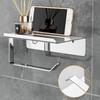 Toilet Paper Holder Phone Shelf 2 in 1 No Drill Wall Mount Bathroom Tissue Roll Storage Rack Organizer Bathroom Accessories