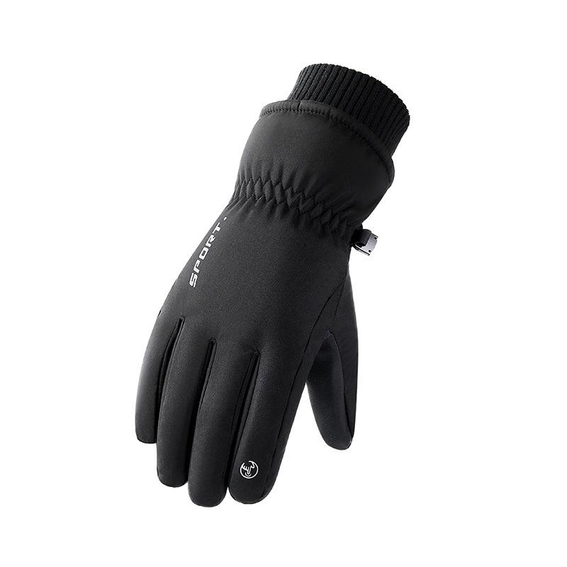 Men's Cycling and Skiing Gloves for Autumn and Winter Warm Fleece Thickened Windproof Water Repellent Touch Screen Sports Cotton Gloves