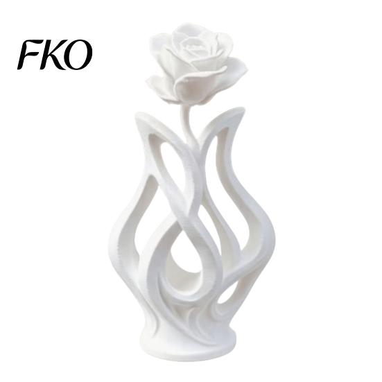 Platzsparende Schreibtischdekoration 3D-gedruckte Rosen-Skulptur, Hohlvase Blumenkunst-Figur mit matter Oberfläche, Künstlerische Blumenskulptur Minimalistisch