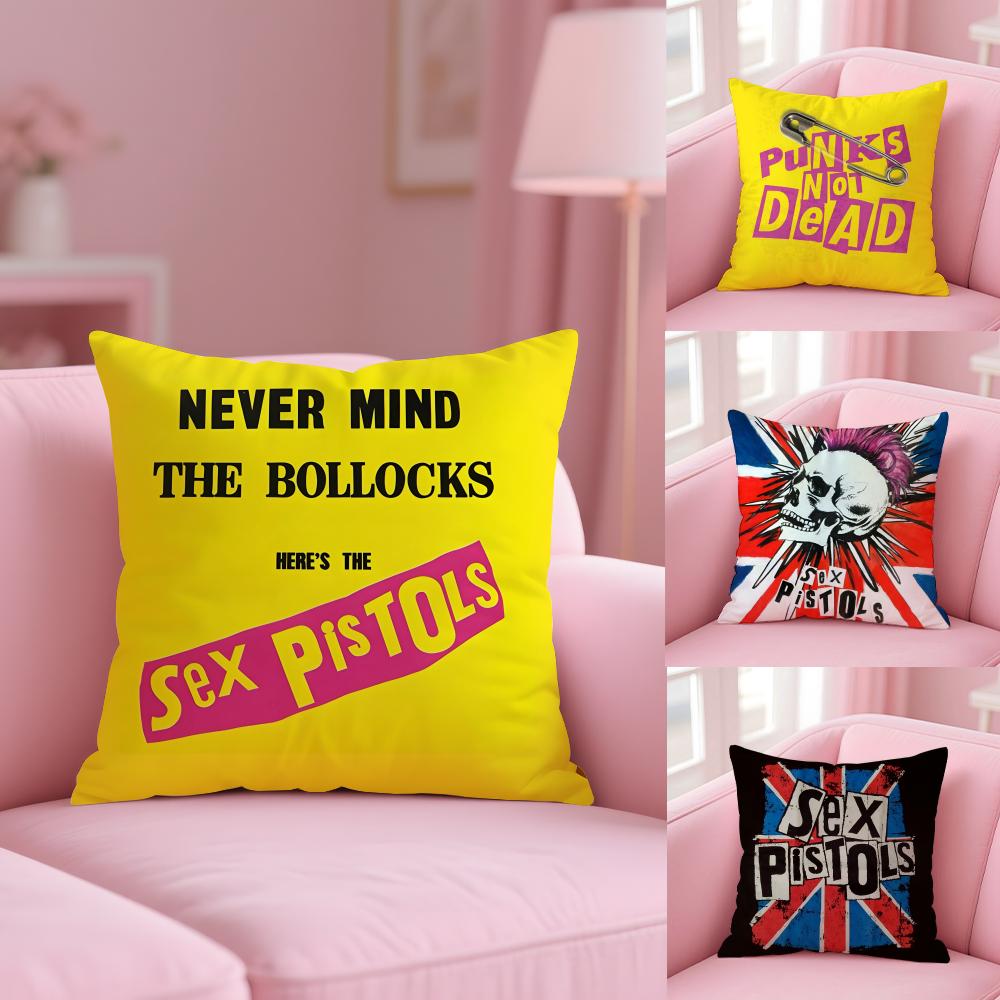 Punk Rock Band S-Sex Pistols Pillow Case Short Plush Double-Sided Printing Home Machine Washable In Warm Winter Cushion Cover