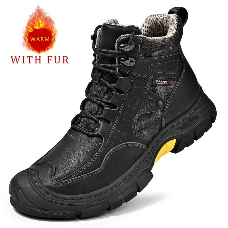 

Fashion Casual men s warm shoes Comfortable daily style Outdoor leisure walking and hiking Young adults High top Thick soled shoes 38