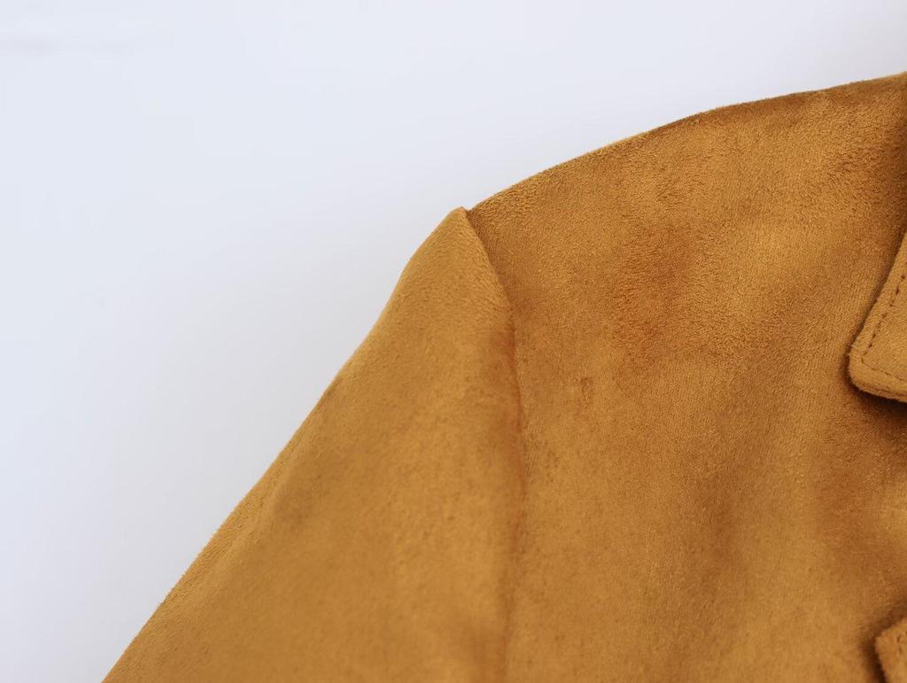 2024 New Women's Suede Texture Suit Jacket - Stylish European & American Winter Fashion