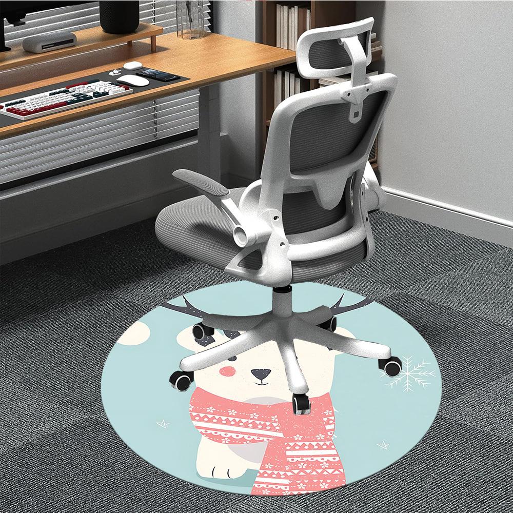 

1pc Polar Bear Scarf Office Round Area Rug, Indoor Mat Suitable ForOffice, Under Office Chairs Bedroom Living Room Home Decor, Room Deco, D070 80cm by 80cm