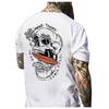Men's White Tropical Skull Surf Print Double-Sided Oversized Short Sleeve T-shirt