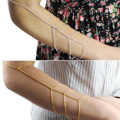 Frauen geschichtet Oberarm Schulter Slave Harness Kette Armband Manschette Armbinde Armband