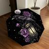 1pc Moonlit Raven with Purple Roses Umbrella with Plastic Handle,Suitable for All Seasons Home Travel Outdoor UmbrellaDD1530