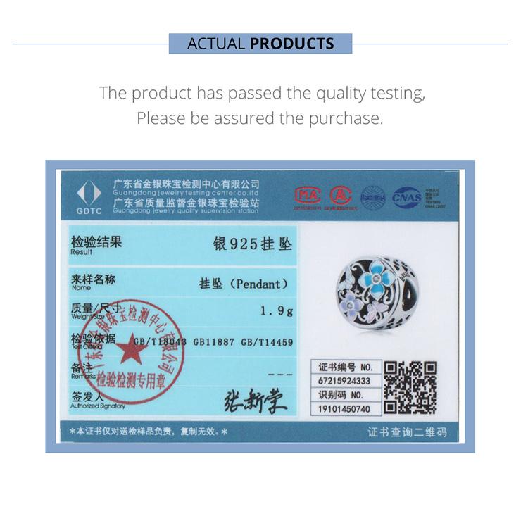 Bamoer Colorful Flowers & Butterflies Charm Authentic 925 Sterling Silver Pendant Fit Women DIY Making Bracelet Fine Jewelry Gift