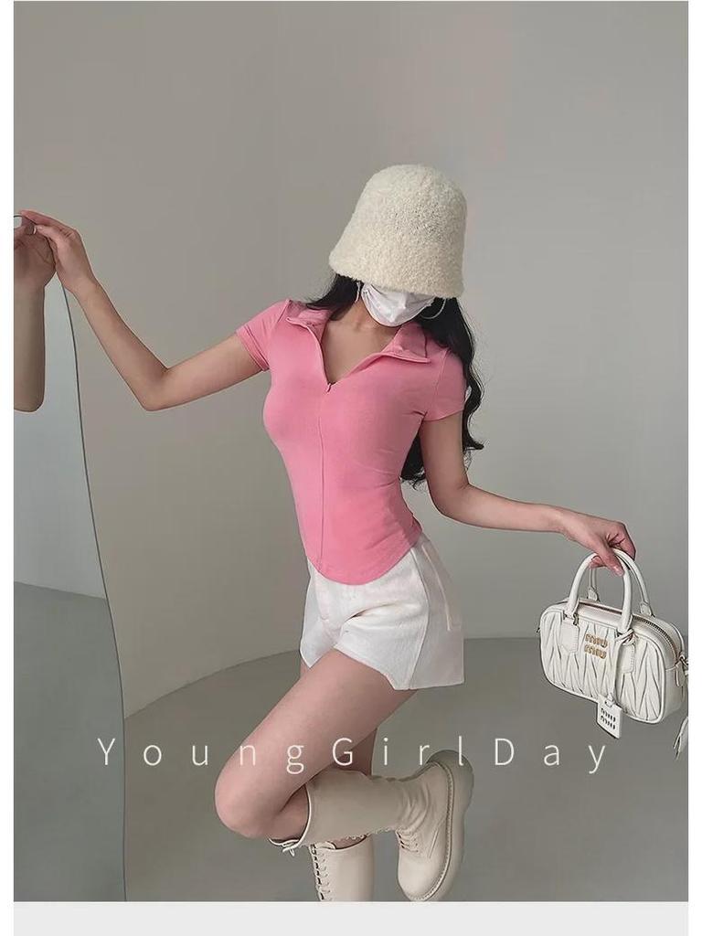 Women’s 2024 Summer Slim-Fit Zipper Polo Top