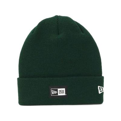 New Era Box Logo Cuff Knit British Free Basic Cuff Knit Box Logo Label Cap, Green,