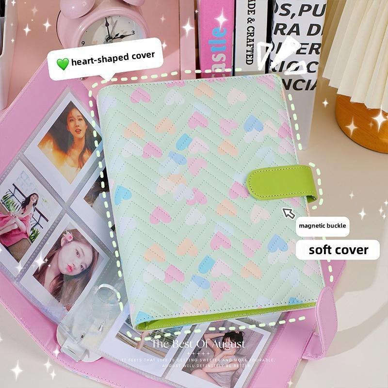 Heart-shaped PU Leather Card Holder A5 Scrapbook for Celebrity Fans Memory Storage and Pocards Large Capacity Po Album