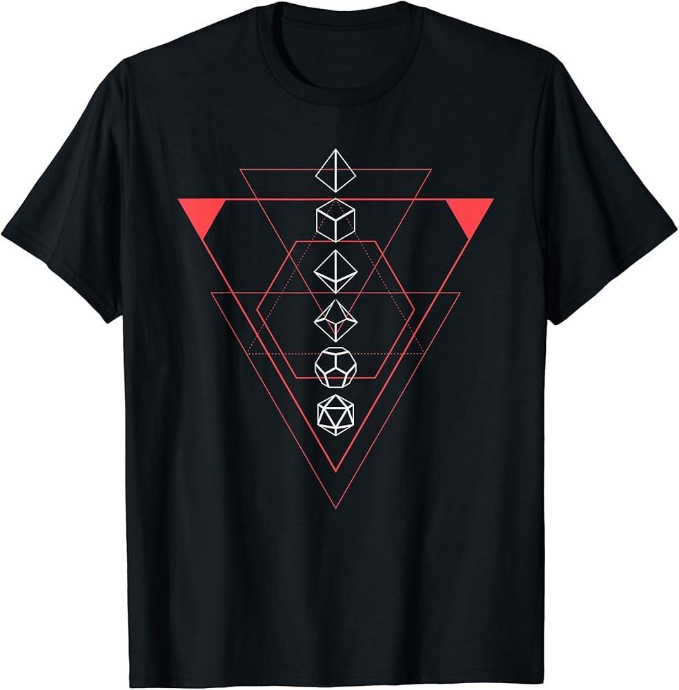Nerdy Minimalist Polyhedral Dice Set D20 Geometric TShirt Unisex T-Shirt L