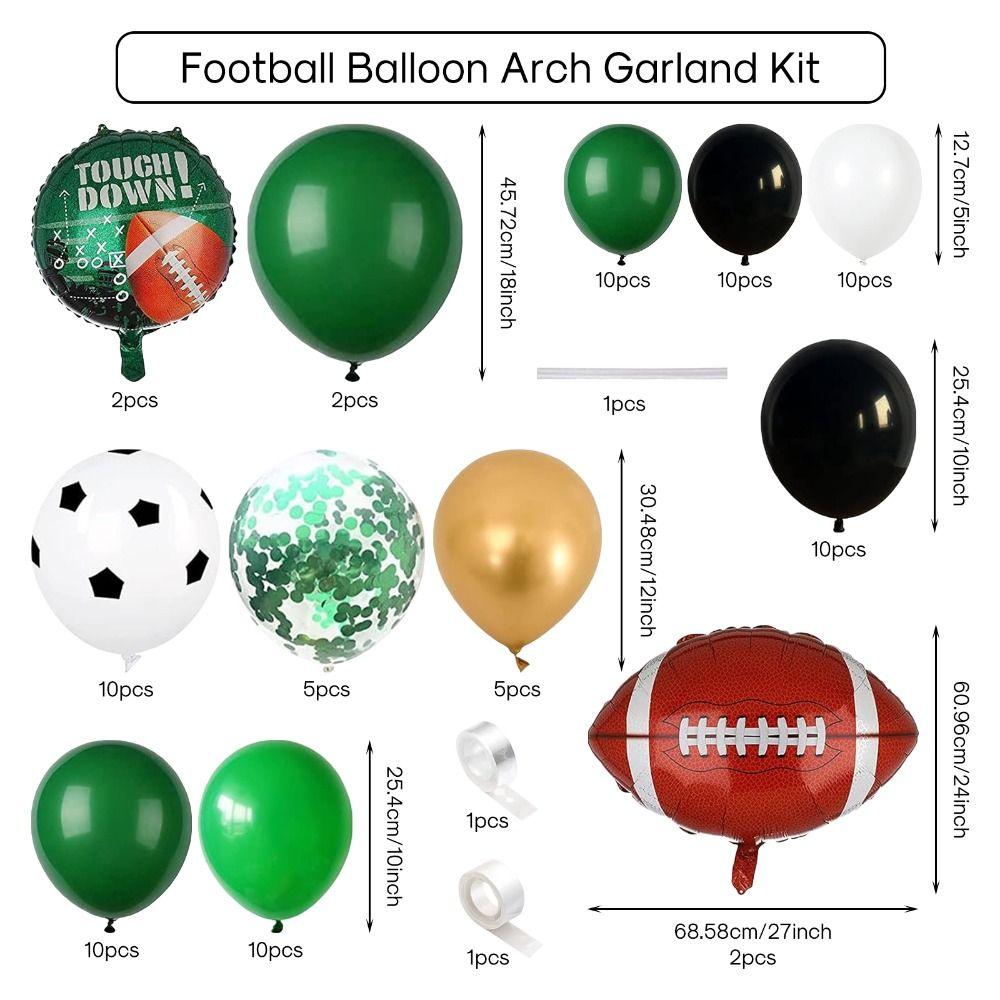 Birthday Green Football Latex Foil Balloon Arch Black Football Party Boys