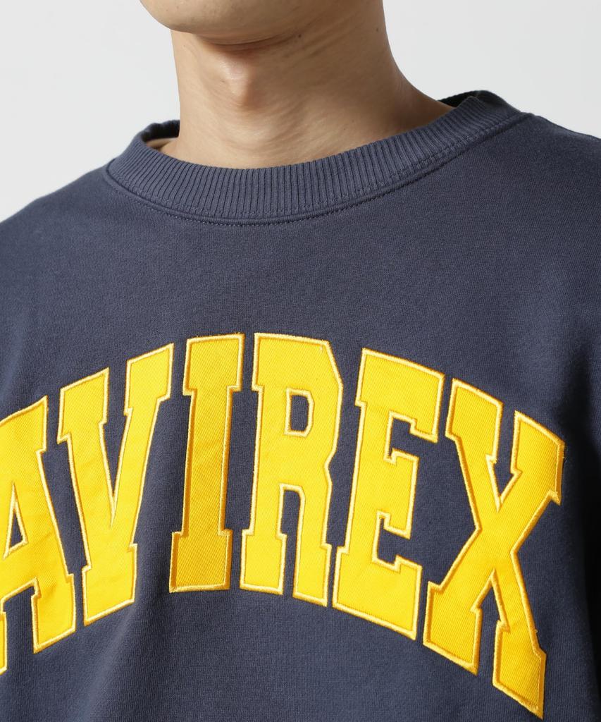 Avirex DAILY Crew Neck Long Sleeve Sweatshirt with Logo, Men's Size L (120), Navy (Product Code: 783-3932003)