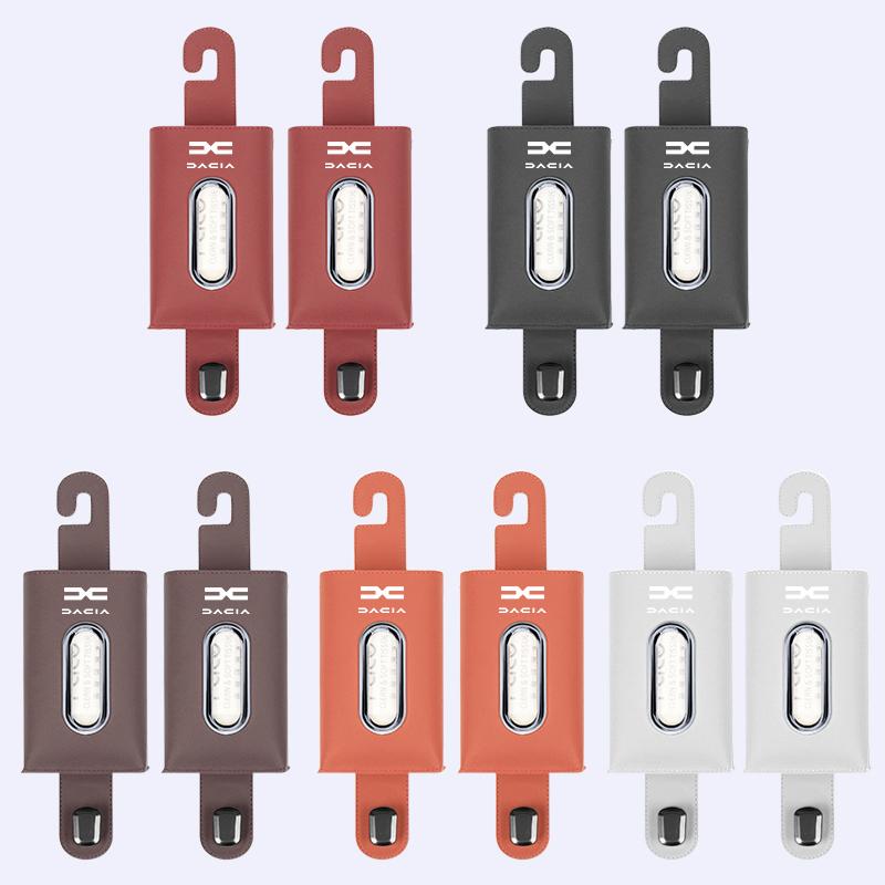 BGT1 Car Seat Back Hook Leather Tissue Box Rack Storage Bag Accessories For Dacia Bigster Spring Duster Sandero Jogger Dokker Lodgy