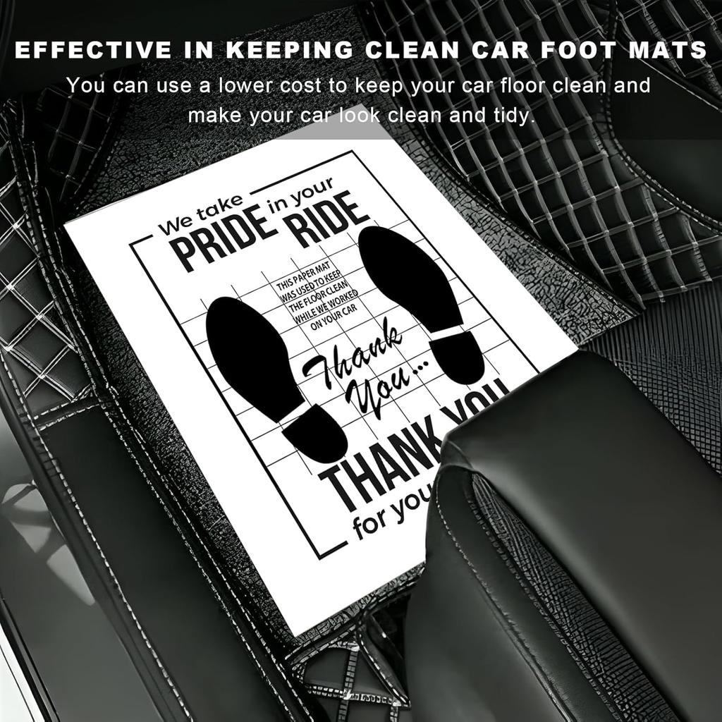 50 PCS Car Paper Floor Mats, 16 x 20 Inch Disposable Auto Carpet Pads with Footprint Words, Universal Temporary Vehicle Floor Protective Papers for
