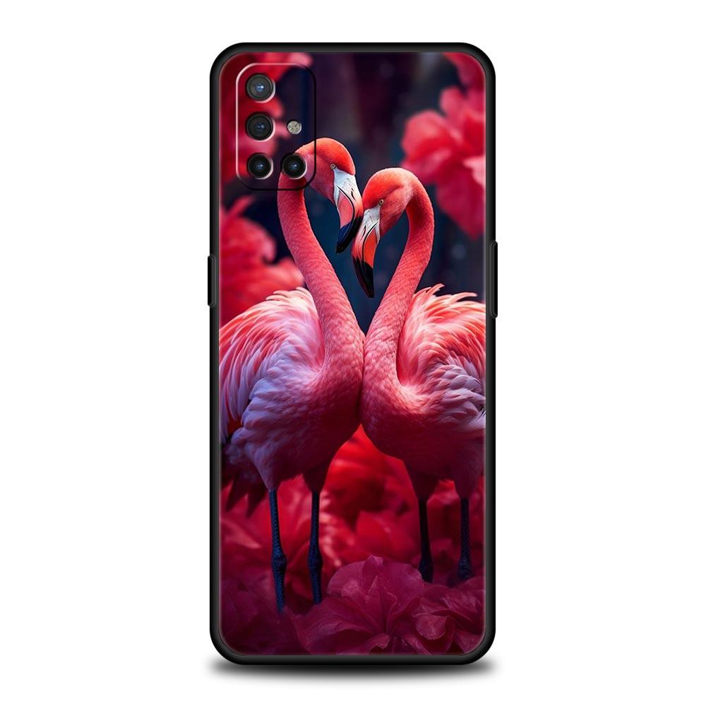 Lovely Pink Flamingos Leaf Phone Case For OnePlus 12 11 10 9 8 7 7T Pro 12R 10R 9RT 9R 8T Nord N100 N200 N10 2T CE 2 5G Cover