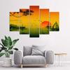 Five Piece Picture Canvas Print Japan Sunset