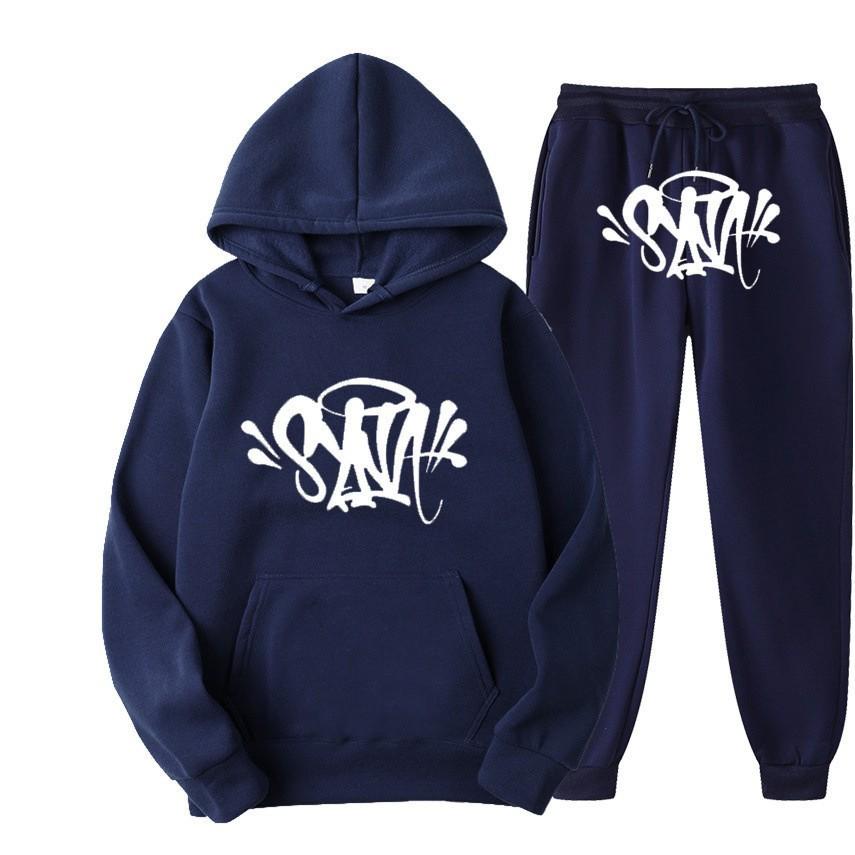 SynaWord High Street Fashion Trendy Brand Suit Men's Ins Trend Hip Hop Hoodie Syna Print Sweater Suit
