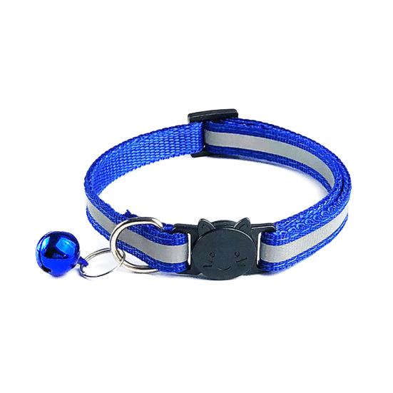 Pets Dog Bell Night Safety Reflective Collar Cat Head Buckle Necklace Neck Strap
