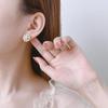 2Pcs Brides Wedding Designer Jewelry Gifts Retro Gold Color Geometry Trim Edge Imitation Pearl Piercing Stud Earrings For Women