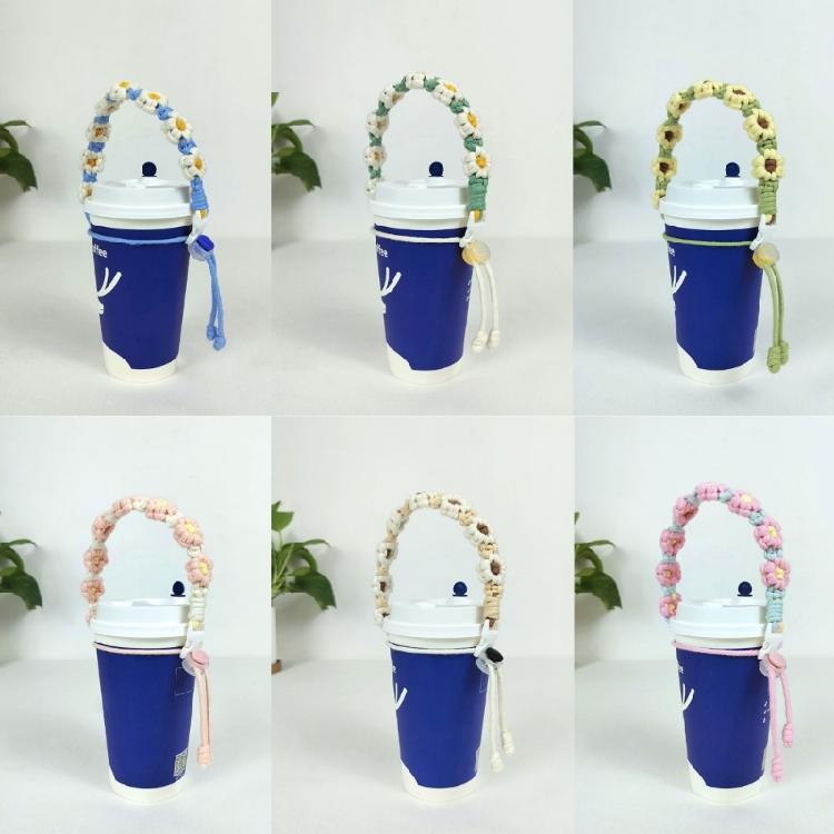 Outdoor Water Bottles Handle Handwovens Flower Cord Drink Bottle Carriers Strap
